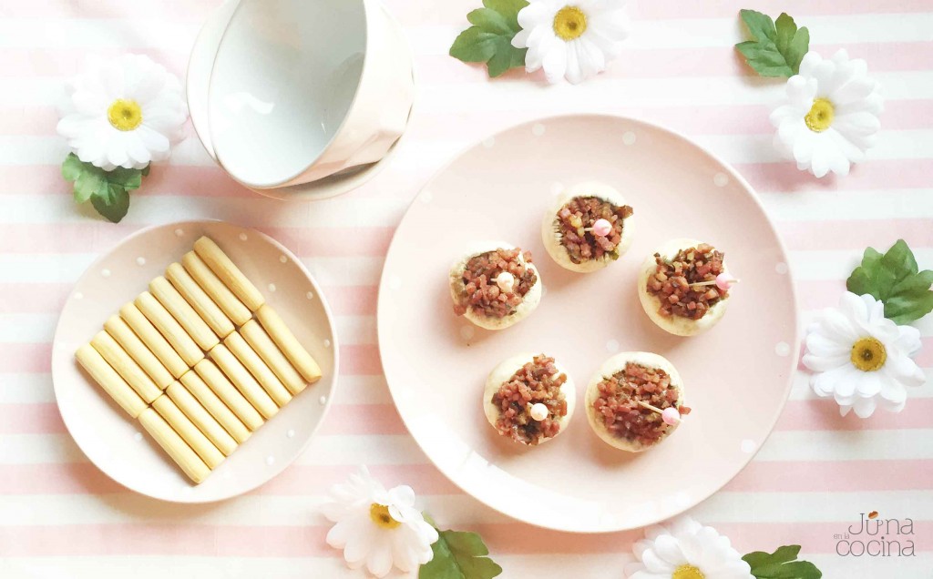 Champiñones rellenos de jamón Juna En La Cocina